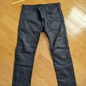 John Varvatos Bowery Slim Straight Button Fly Coated Black Jean